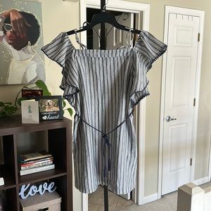 Chambory stripe over the shoulder dress